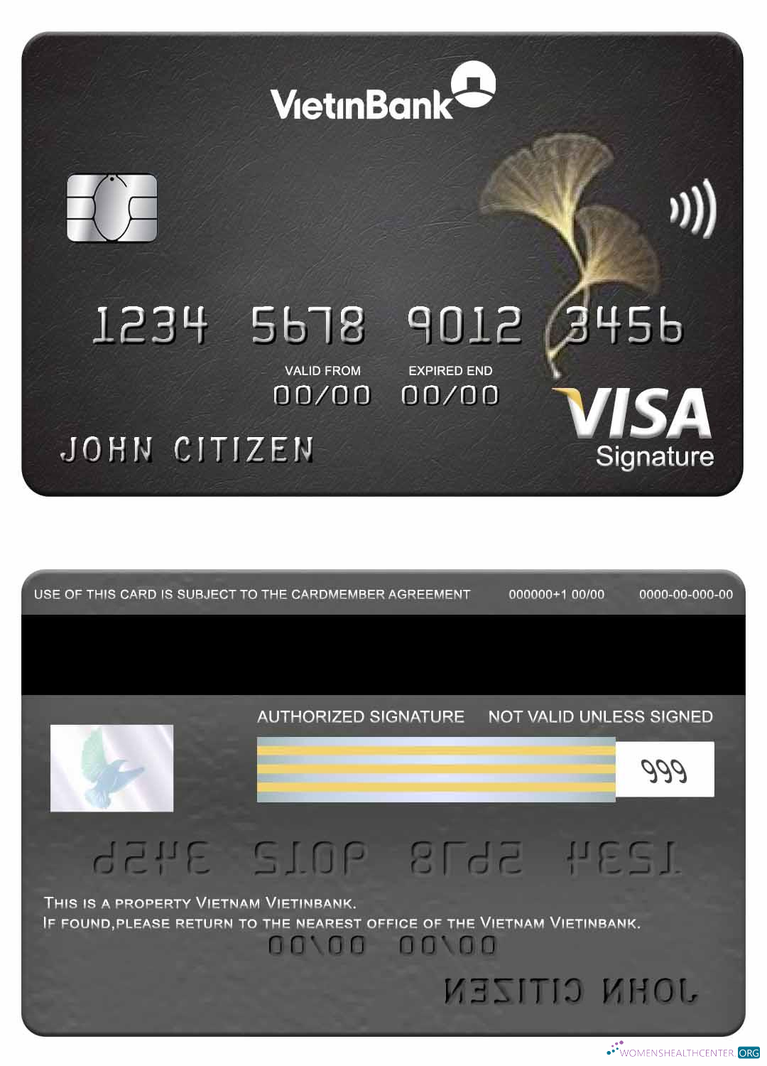 Download Vietnam Vietinbank visa signature card Photoshop template